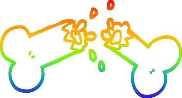 rainbow gradient line drawing cartoon snapped bone vector