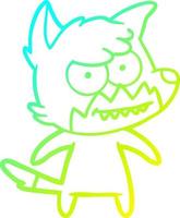 cold gradient line drawing cartoon grinning fox vector
