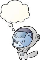 cartoon astronaut animal and thought bubble in smooth gradient style vector