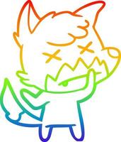 rainbow gradient line drawing cartoon dead fox vector