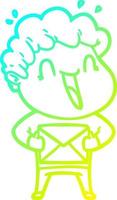 cold gradient line drawing cartoon happy man vector
