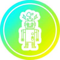 malfunctioning robot circular in cold gradient spectrum vector
