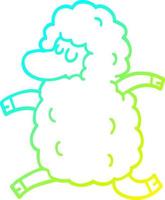 cold gradient line drawing cartoon sheep running vector