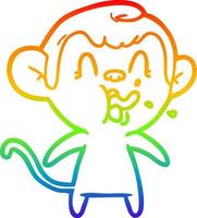 rainbow gradient line drawing crazy cartoon monkey vector
