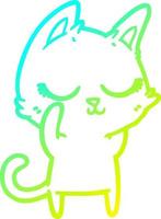 cold gradient line drawing calm cartoon cat vector