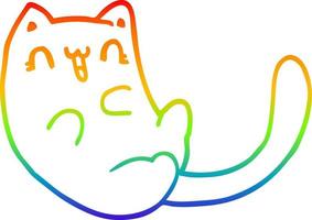 gato de dibujos animados de dibujo de línea de gradiente de arco iris vector