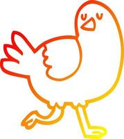 warm gradient line drawing cartoon bird running vector