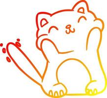 warm gradient line drawing very happy cute cat vector