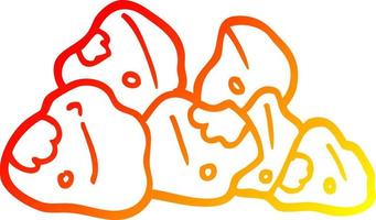 warm gradient line drawing cartoon boulders vector