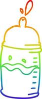 rainbow gradient line drawing cartoon baby bottle vector