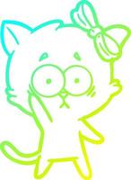 cold gradient line drawing cartoon cat vector