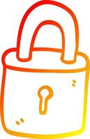 warm gradient line drawing cartoon locked padlock vector