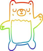 rainbow gradient line drawing cartoon bear vector