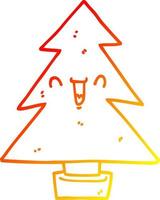 árbol de navidad de dibujos animados de dibujo lineal de gradiente cálido vector