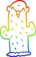 rainbow gradient line drawing cartoon cactus vector