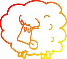 warm gradient line drawing cartoon black sheep vector