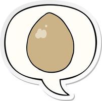 cartoon egg and speech bubble sticker vector