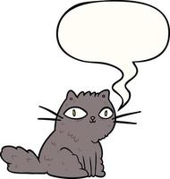 cartoon cat looking right at you and speech bubble vector