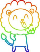 rainbow gradient line drawing happy cartoon lion vector