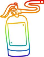 rainbow gradient line drawing cartoon fire extinguisher vector