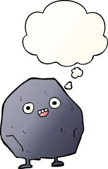 cartoon rock and thought bubble in smooth gradient style vector