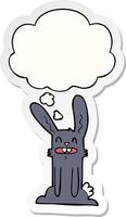 cartoon rabbit and thought bubble as a printed sticker vector