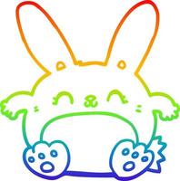 rainbow gradient line drawing cartoon rabbit vector