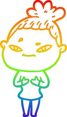 rainbow gradient line drawing cartoon woman