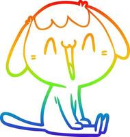 rainbow gradient line drawing cartoon laughing dog vector