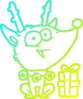 cold gradient line drawing christmas reindeer vector