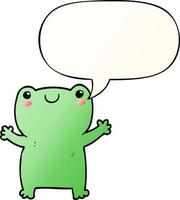 cute cartoon frog and speech bubble in smooth gradient style vector