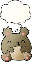 cartoon bear and thought bubble in smooth gradient style vector