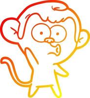 warm gradient line drawing cartoon hooting monkey vector