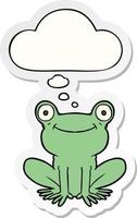 cartoon frog and thought bubble as a printed sticker vector