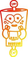 warm gradient line drawing happy cartoon robot vector