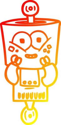 warm gradient line drawing happy cartoon robot