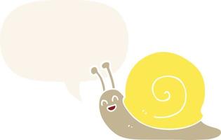 cartoon snail and speech bubble in retro style vector