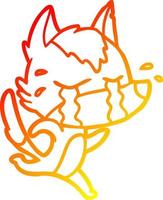 warm gradient line drawing cartoon crying wolf vector