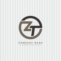 Initial Letter ZT Logo - Minimal Business Logo for Alphabet Z and T vector