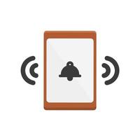 flat icon illustration of a mobile phone ringing with a bell sign on the screen vector