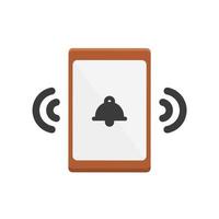 ilustración de icono plano de un teléfono móvil que suena con un signo de campana en la pantalla vector