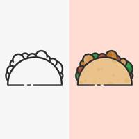 ilustración de icono plano de taco con diseño simple y lindo vector