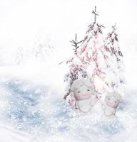 bosque de invierno tarjeta de Navidad. foto