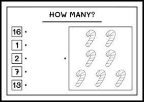 How many Candy, game for children. Vector illustration, printable worksheet