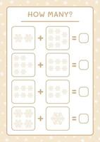 How many snowflake, game for children. Vector illustration, printable worksheet