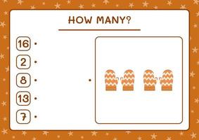 How many winter mittens, game for children. Vector illustration, printable worksheet