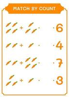 Match by count of Carrot, game for children. Vector illustration, printable worksheet