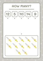 How many Sword, game for children. Vector illustration, printable worksheet