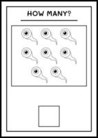 How many Eye, game for children. Vector illustration, printable worksheet