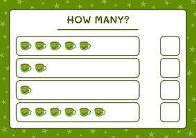 How many christmas mug, game for children. Vector illustration, printable worksheet